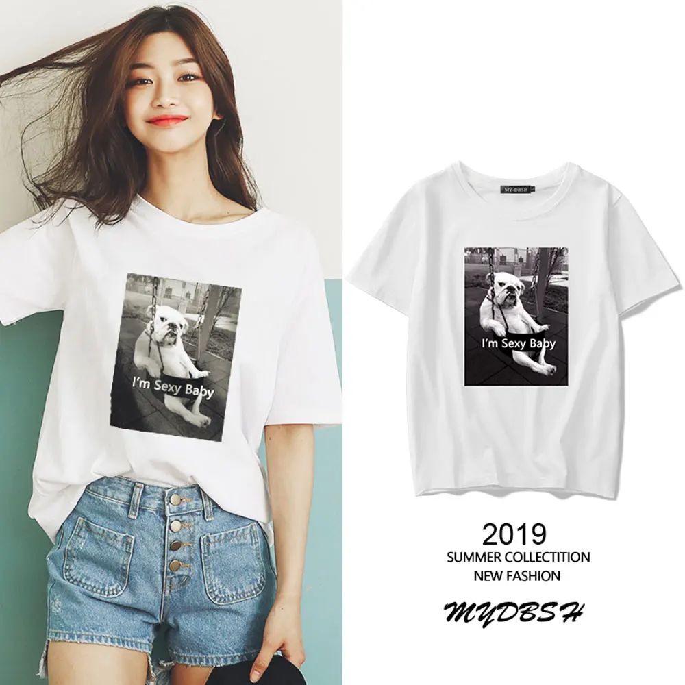 

Lover Gift Cotton T-shirt Women Summer Funny T shirt Cute Dog Sexy Baby Print Short Sleeve O Neck Cool Tee Casual Tops drop ship