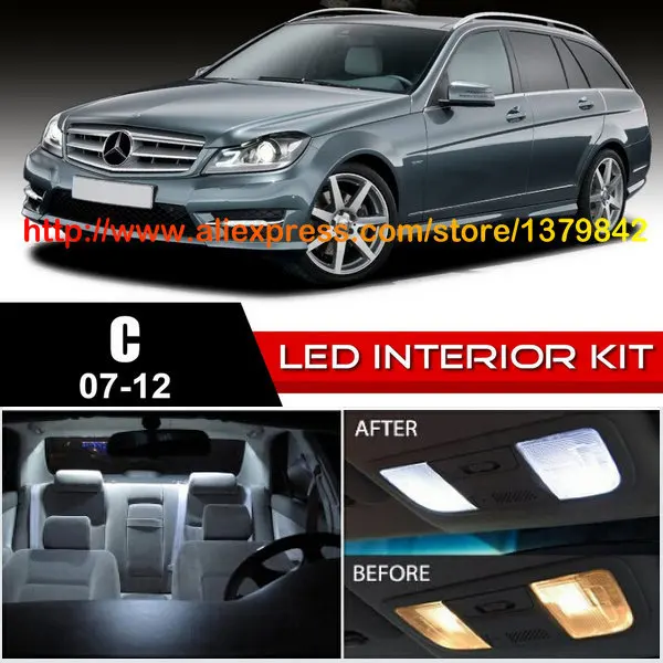 

Free Shipping 18Pcs/Lot 12v Xenon White/Blue Package Kit LED Interior Lights For 07-12 Mercedes C CanBus
