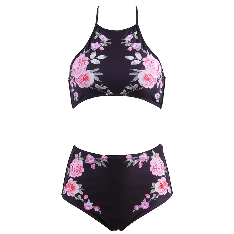 Günstig TQSKK 2019 Halter Hohe Taille Bikinis Frauen Bademode Gedruckt Badeanzug Weibliche Sommer Strand Tragen Bikini Set Badeanzug Biquini