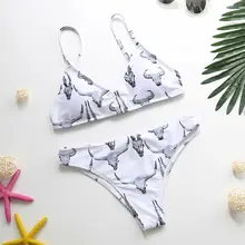2017 Sexy Bathing Swim Suit Beach Wear Woman White Print Swimsuit Hot Brazilian Bikinis Push Up Swimwear Women Micro Bikini Set