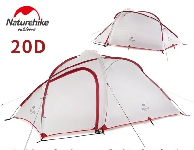 NatureHike Hiby 3 Человек Палатка Открытый 2 комнаты 20D нейлон силиконовые Сверхлегкий семья палатка красный/серый - Цвет: 3 man gray