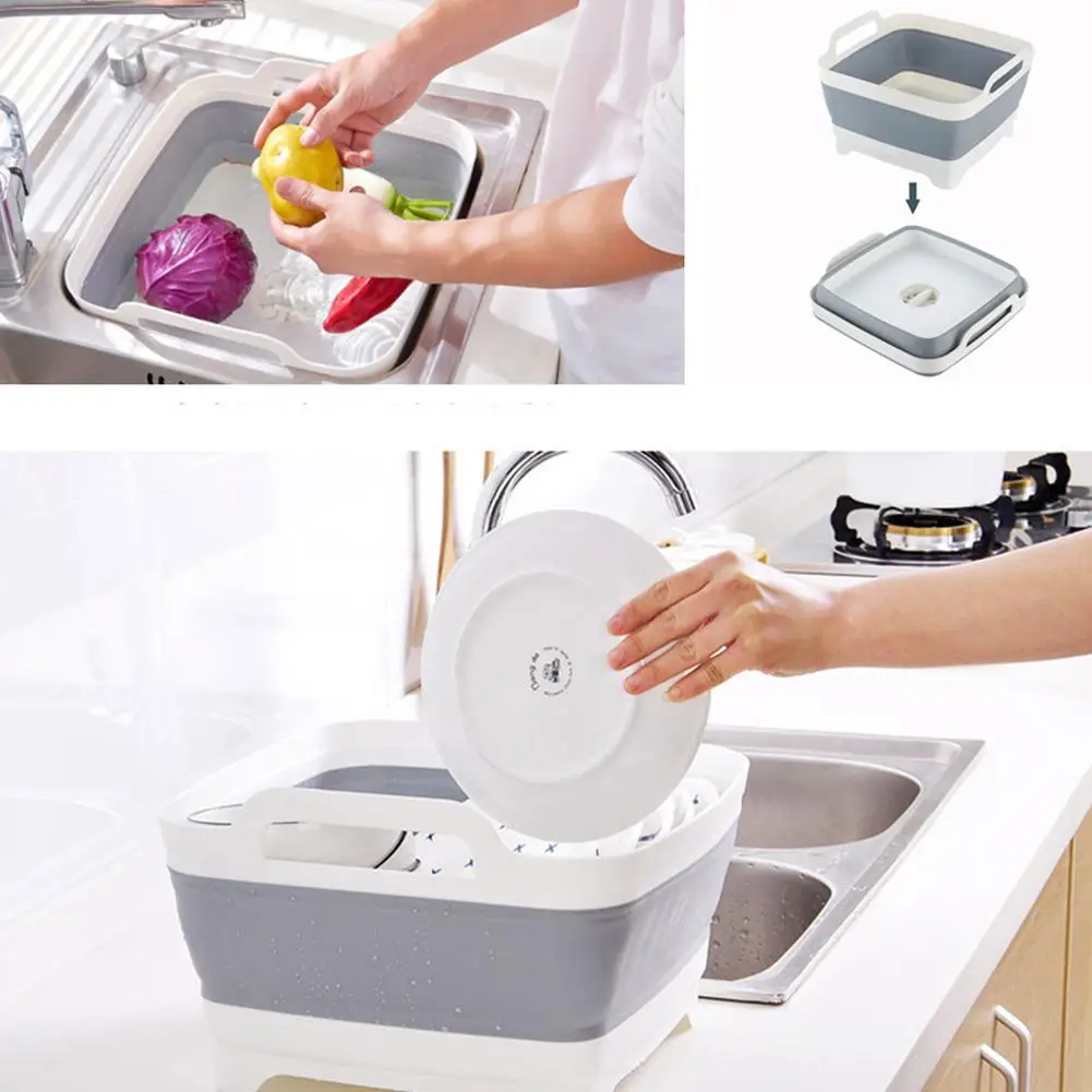 

None Multifunction Folding Drain Basket for Fruit Vegetable Washing