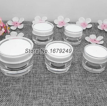 

5g/5ml White colour Cream Jar,Acrylic Cosmetic Container, Makeup Sub-bottling,Sample Cream Canister100pcs/lot