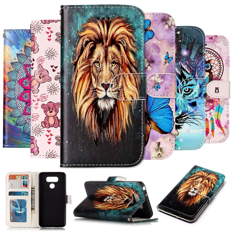 

Fashion Colorful Painting Stand Flip Leather Case For LG G6 G 6 cell Phone Cover Cases Wallet with Card Holder For LG K10 2017