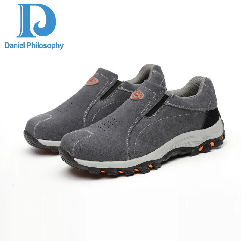 Calçados Sapatos slip Da Couro Punção Respirável Livre Aço Ar Biqueira Dos Segurança À Prova Homens Ao Anti De Trabalho Gray Botas Camurça Vaca PAFvqTPw