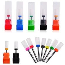 1 шт. 7 типов плоский верхний керамический сверло для ногтей Электрический Маникюрный станок аксессуары вращающийся Бур резак пилка для ногтей инструменты для полировки