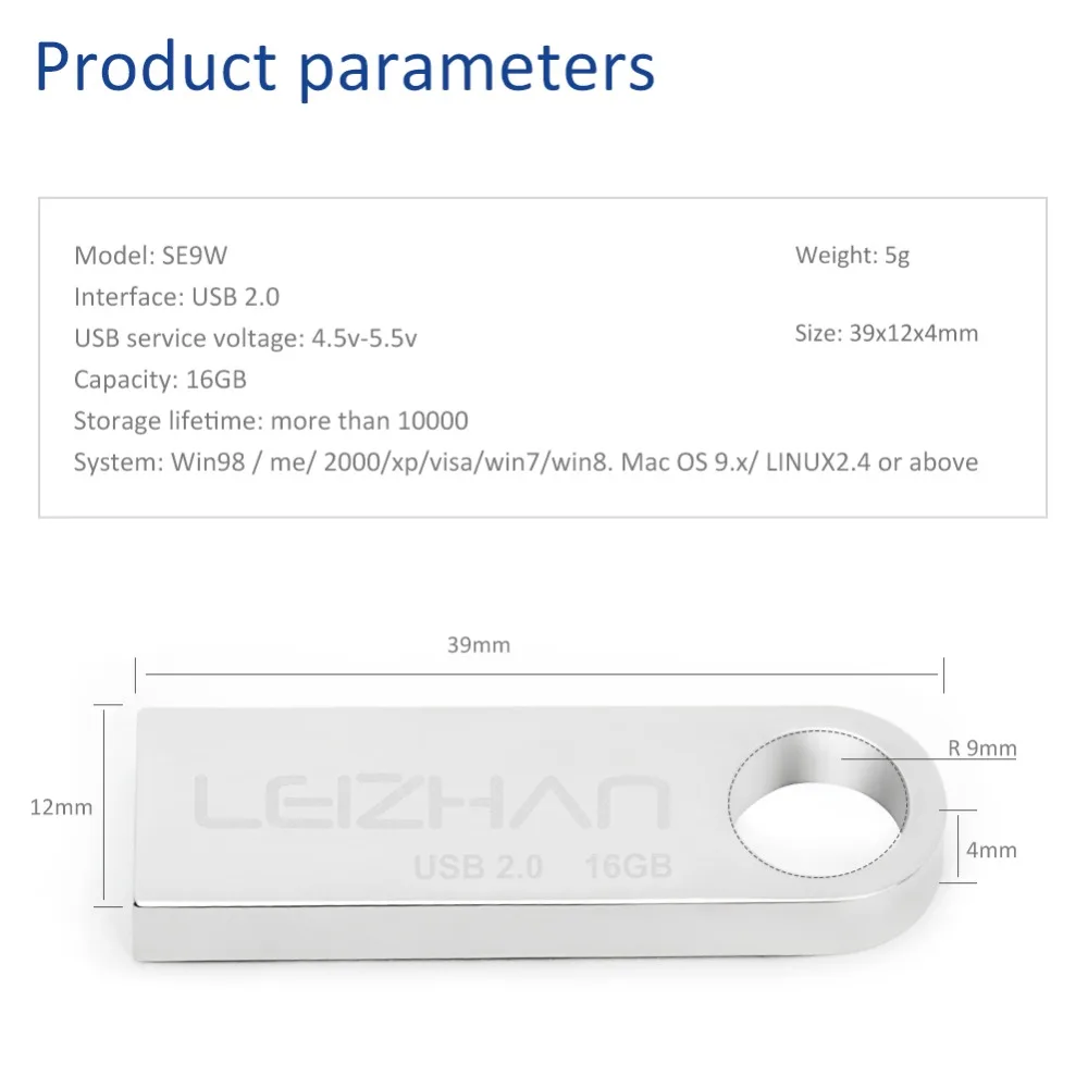 Металлический флеш накопитель LEIZHAN 64 ГБ USB карта памяти 32 Гб флешка для хранения