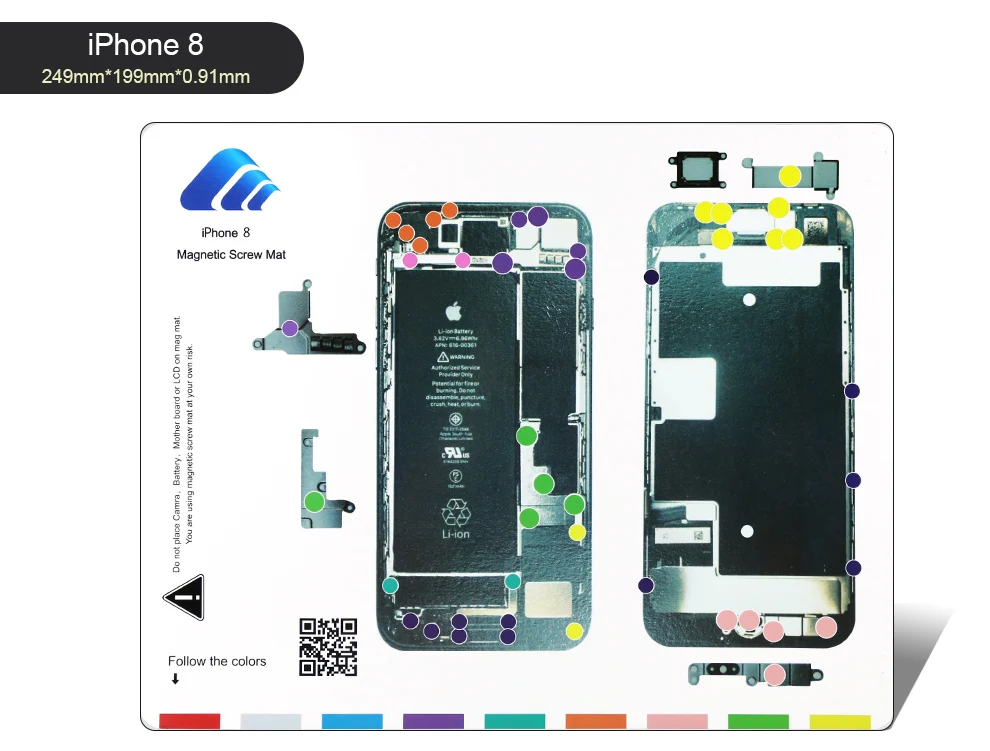 Профессиональный направляющий коврик для iPhoneXSMAX XS X 8 8P 7 7P 6s 6P 6 Магнитный винт Хранитель диаграмма коврик Мобильный телефон Инструменты для ремонта