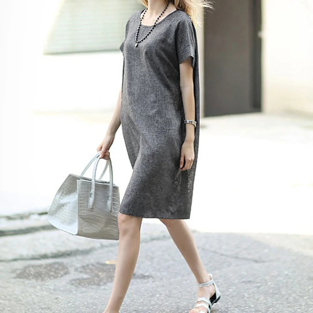 European Style Flax Dress Comfort Loose Dress Plus Size Dress TY66