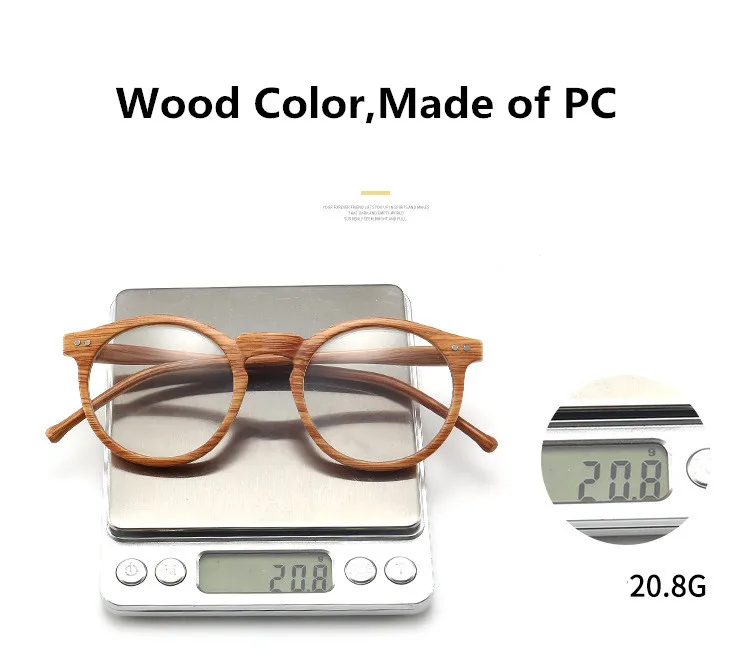 Clear Lens Round Retro Wood Grain Color Glasses Myopia Frame PC Decoration Vintage Optical Glasses Frame For Men and Women