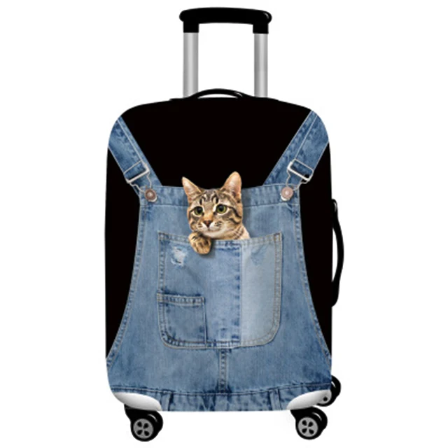 HMUNII, 3D принт, аксессуары для путешествий, Чехол для багажа, 18-32 дюймов, чемодан, эластичные защитные чехлы на колесиках, пылезащитный чехол - Цвет: E-Bib cat