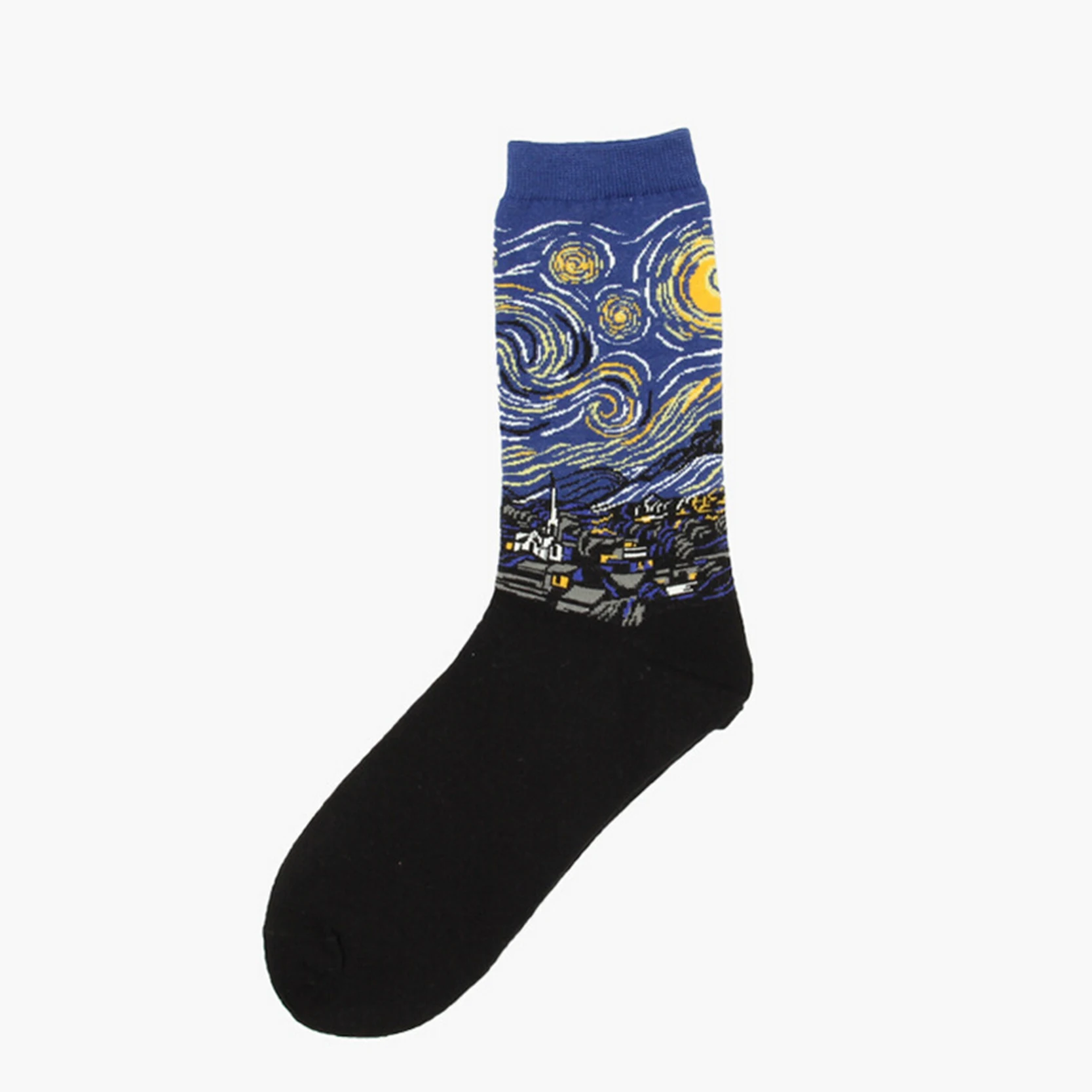 Магазин Crazy Fly носки с принтом женские модные хлопковые носки с рисунком в стиле ренессанса Харадзюку Мона мужские Смешные художественные носки - Цвет: KF6539