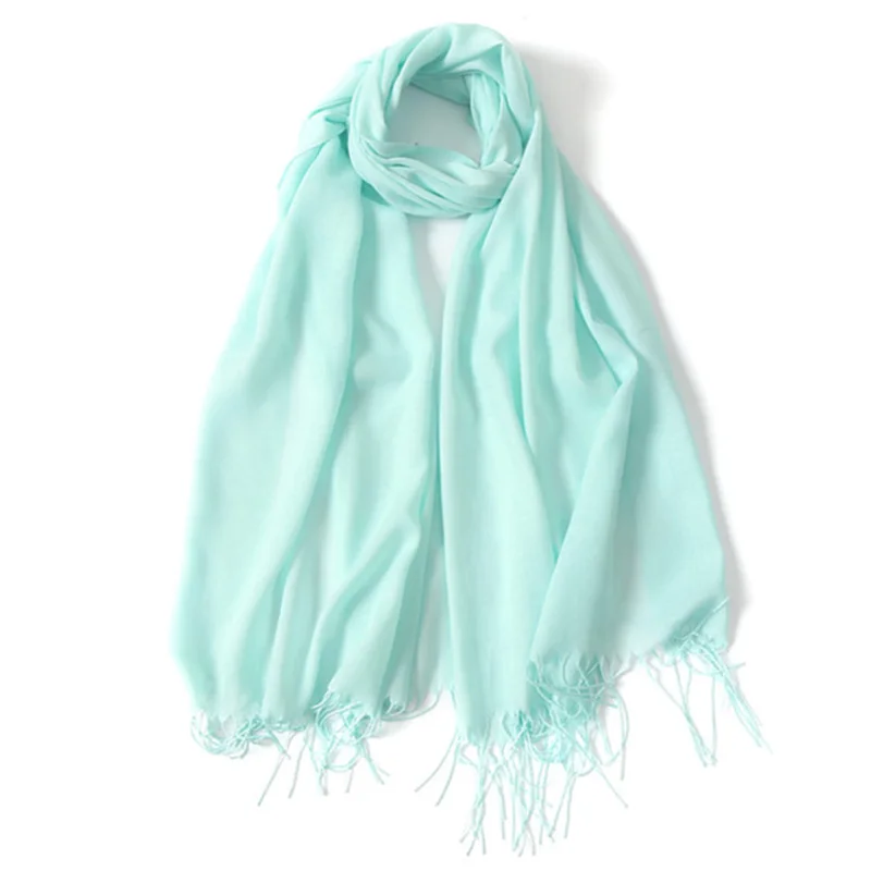 Модный женский кашемировый однотонный шарф тонкая летняя Пашмина шарфы шали и обертывания мягкий длинный хиджаб шаль Женский фуляр
