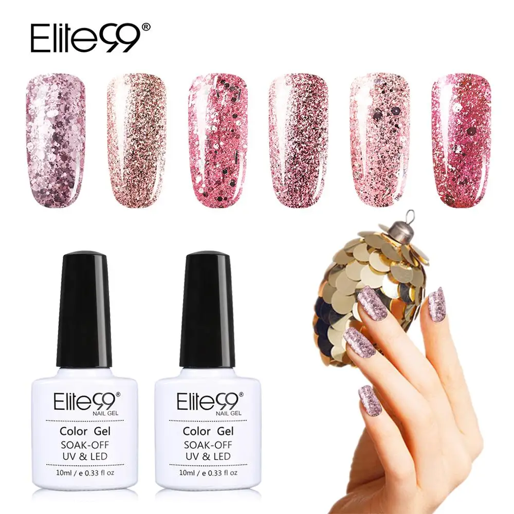 

Elite99 10ml Rose Gold UV Gel Nail Polish Glitter Sequins Soak Off UV Gel Varnish Vernis Semi Permanent Nail Art Gel Polish