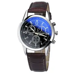 2018 Элитный бренд Для Мужчин's Бизнес часы модные Искусственная кожа Blue Ray Стекло наручные Часы Для мужчин S Марка Кварцевые аналоговые часы