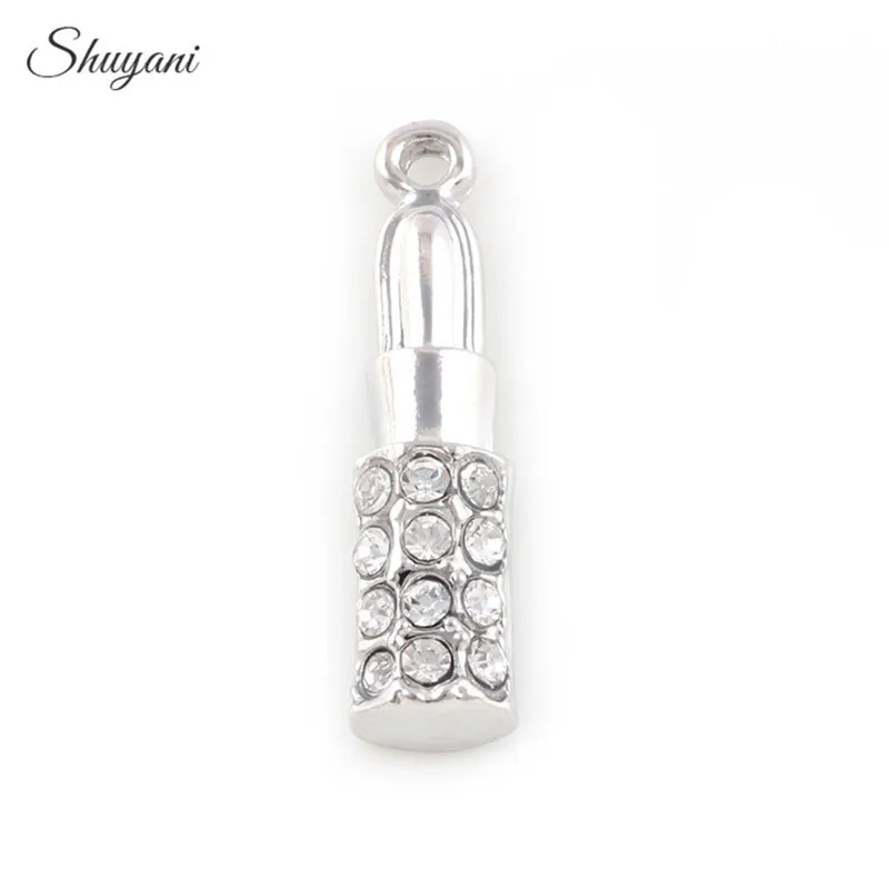 28*0.7mm Silver/Gold Color Lipstick Charms Crystal