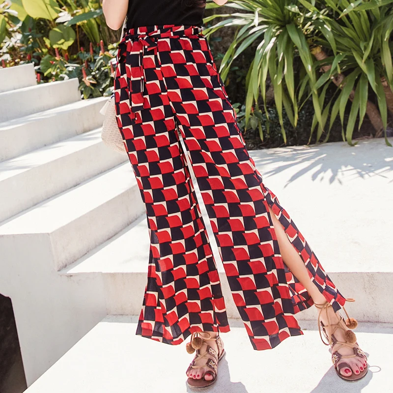 Buy Summer Women Holiday Beach Wear High Waist Pants