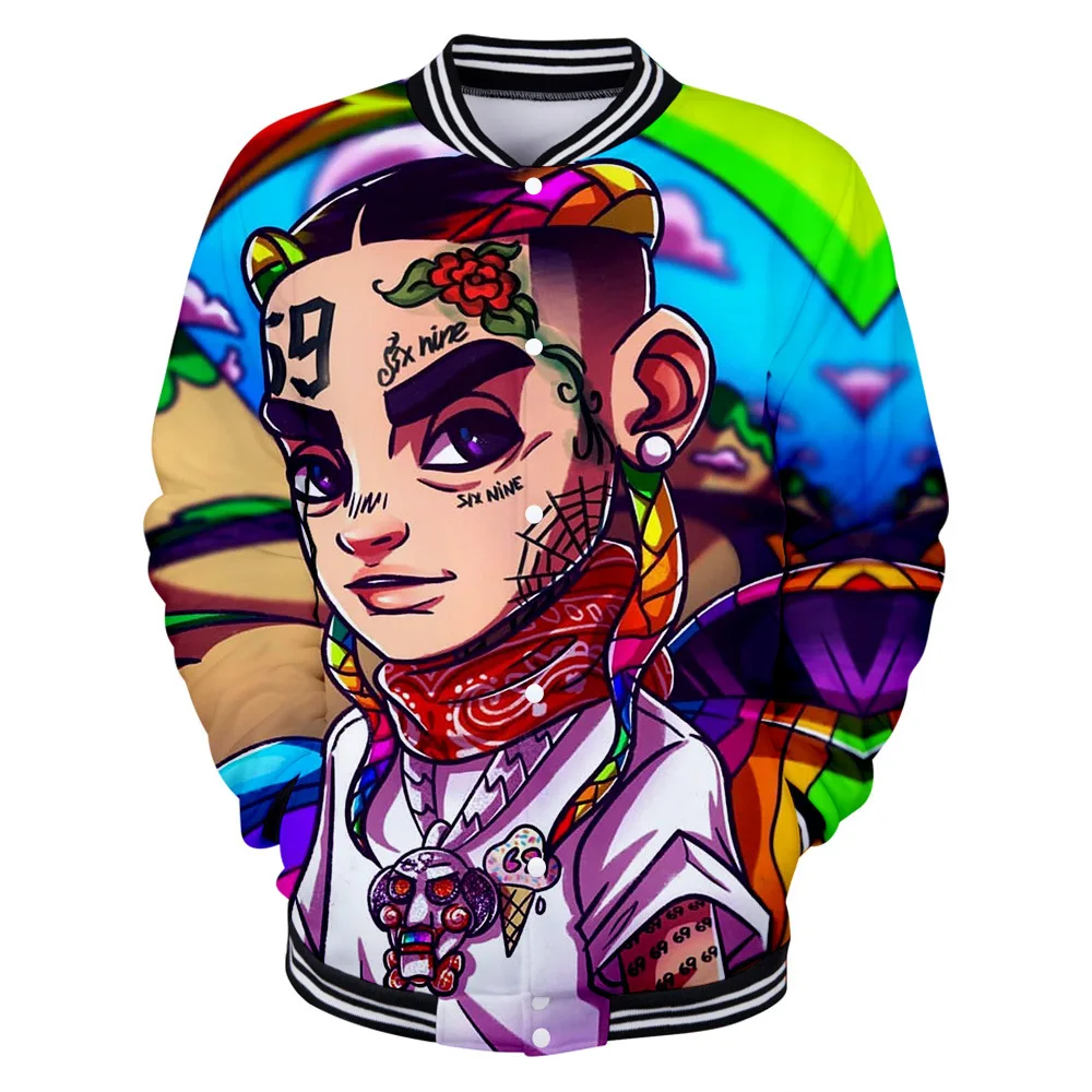 Мужская и Женская куртка Rapper Tekashi 69 6ix9ine 3D бейсбольная форменная толстовки в стиле