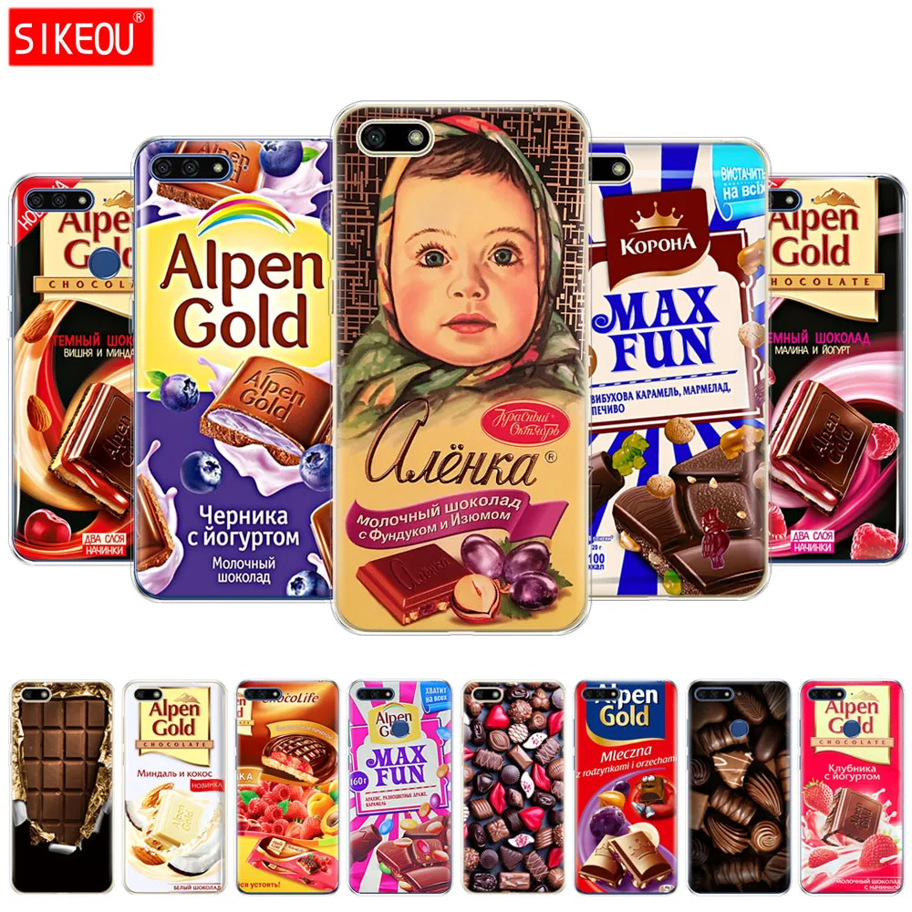 

Silicone For Huawei Honor 7A PRO Case huawei Y6 2018 Prime case huawei y5 2018 prime Y9 Phone Back Cover alenka bar chocolate