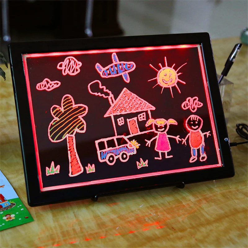 

Dual-use Kids Drawing Board Lighted Writing Pad USB Powered Graphics Board Magnetic White Board Front Light Blackboard Toys