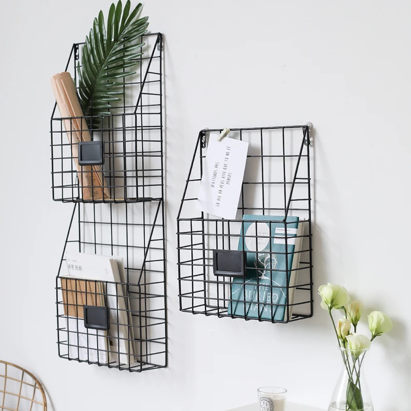 

Book S Wire Magazine Newspaper Basket Wall Mounted Post Storage Rack Organizer Newspaper and Magazine Rack, Wall Mount