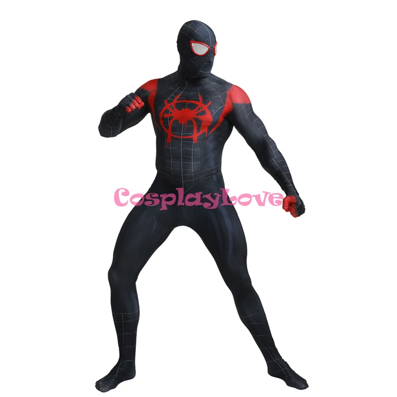 CosplayLove Spider-Man: Into the Spider-Verse Black Spider-Man Cosplay Costume Jumpsuit Layca Zentai For Christmas CosplayLove