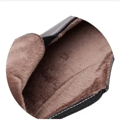 GKTINOO/ г. Женская обувь из натуральной кожи с круглым носком женские модные осенне-зимние ботильоны на высоком каблуке черный цвет, большие размеры 33-43 - Цвет: 12CM WITH FUR
