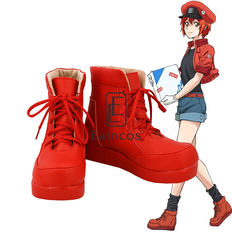 Anime Cells At Work Erythrocite Red Blood Cell Cosplay Party Custom Made Shoes | Тематическая одежда и униформа