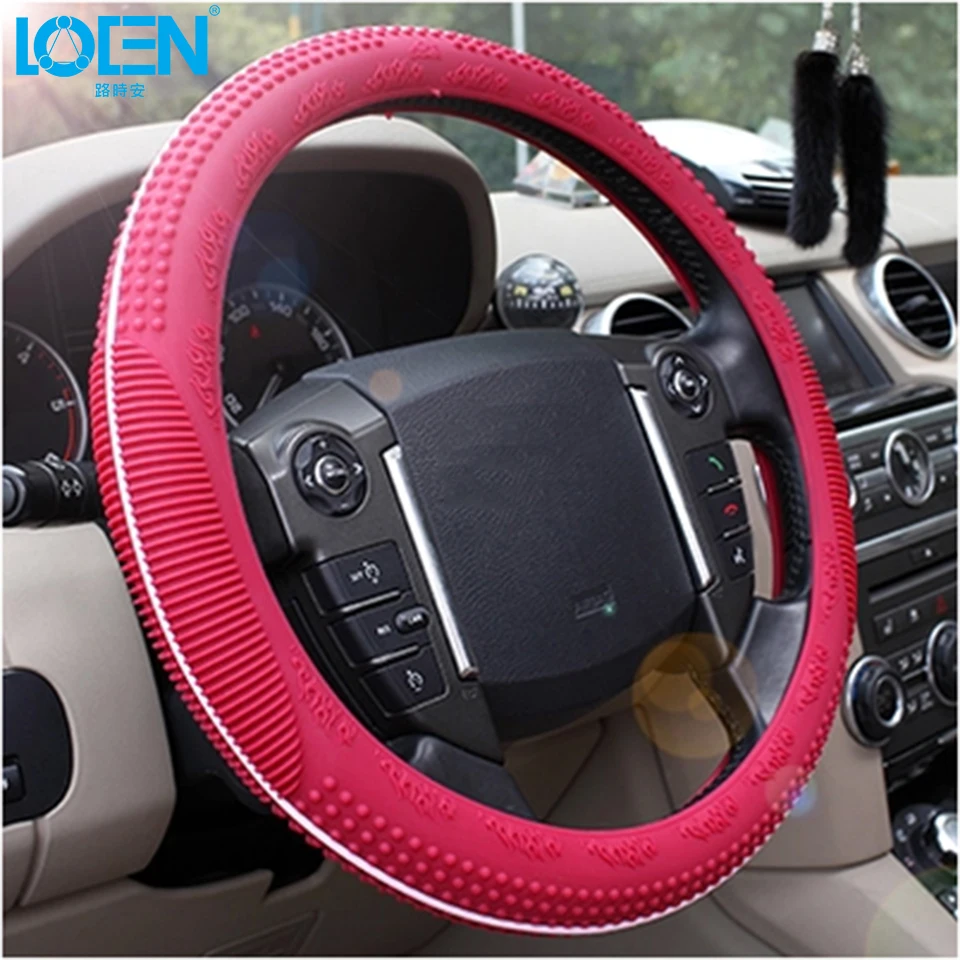 

Fashion Durable Leather Texture Soft Silicone Car Auto Steering Wheel Cover 6 Colors Ergonomic Grip Non Slip NEW and Unique