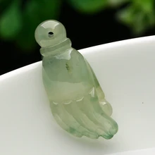 Натуральная нефритовая подвеска из нефрита Подвеска из воска вид бергамота Бирма нефритовый кулон Подвески прикрепленная карта через лед