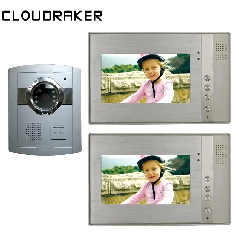 

CLOUDRAKER 7'' Video Doorbell Intercom System 2x Metal Texture Monitor with 1x Wired Door Phone Camera Video Intercom
