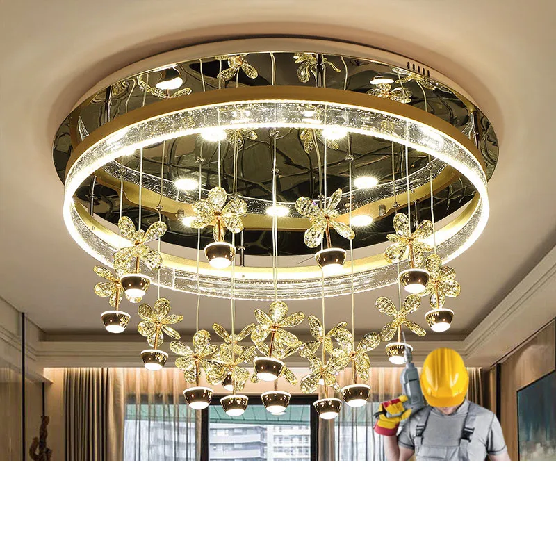 

Bedroom lights simple modern circular atmosphere creative bubble column crystal lamp dining room lamp living room lamp LED lamps