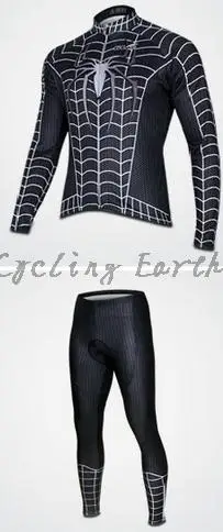 Капитан Американский Супермен Человек-паук Железный человек Зима термальная флисовая одежда Велоспорт Джерси комбинезон велосипед Длинная одежда - Цвет: long set