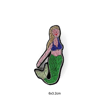 

DIY New High quality 3D Hand embroidered badges Mermaid Armband applique for Coat Trousers Bag Brooch