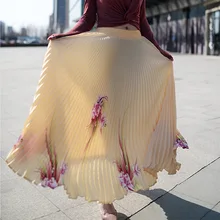 Высокая талия, тонкая плиссированная длинная юбка средней длины, стиль весны для женщин в году