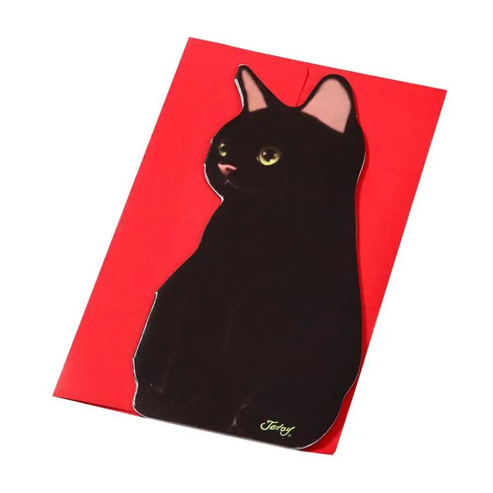 Складная открытка высокого качества милый кот день рождения рождественские открытки конверт бумага для письма канцелярские подарки по оптовым ценами - Цвет: As the picture