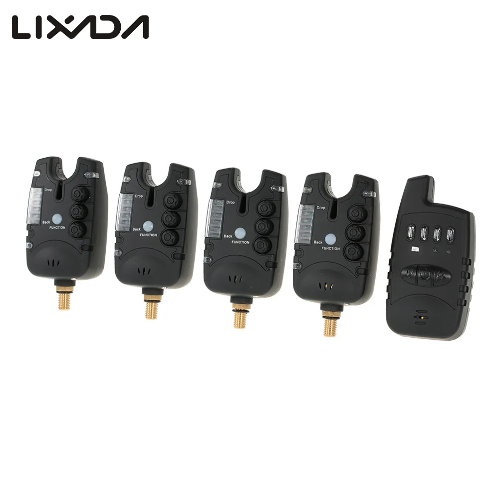 

Lixada Wireless Fishing Alarm Set 4 Fishing Bite Alarms + 1 Receiver in Case LED Carp Fishing Alert Digital Bite Alarm Set Pesca