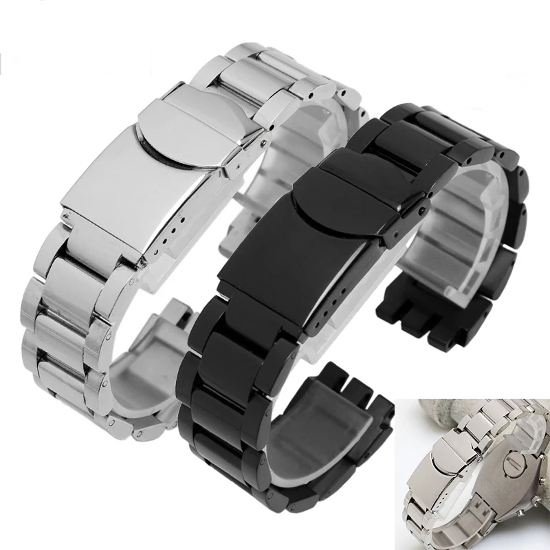 

shengmeirui 17MM stainless steel strap FOR swatch YCS YAS YGS IRONY men's and women's bracelet double safety buckle silver black