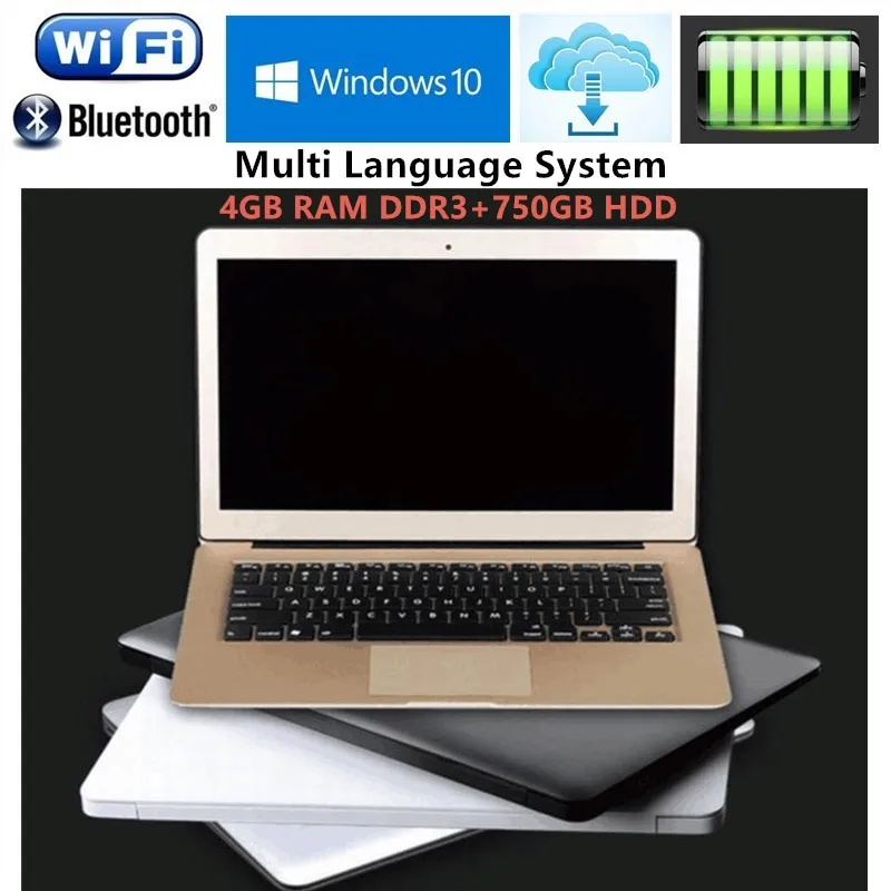En Ligne 4 gb RAM + 750 gb HDD portable 14.1 pouces 1920*1080 p FHD portable windows10 PC Ordinateur Dans tel N3520 I7 2.16 ghz Quad Core Slim Ultrabook