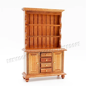 Odoria 1:12 Miniature Kitchen Cupboard with Working Drawer Wood Cabinet Closet Dollhouse Furniture Accessories