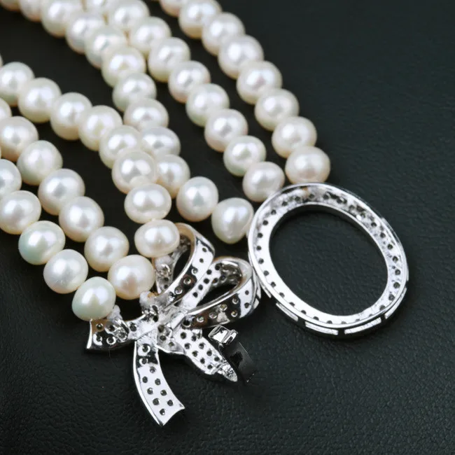 Beadsnice, Роскошные Жемчужные Ювелирные наборы, длинное свадебное массивное ожерелье, 925 Серебряный кулон, многожильное жемчужное ожерелье ID30054