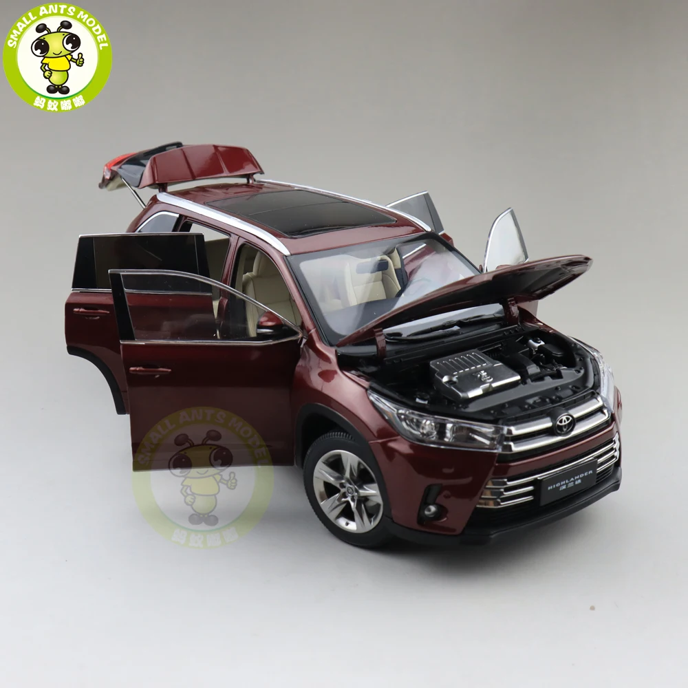 1/18 Highlander литая под давлением модель автомобиля SUV игрушки Детские подарки для мальчиков девочек красный