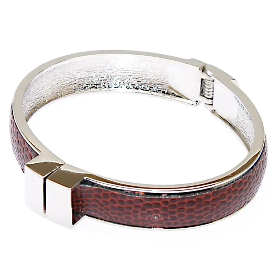 

Trendy Leather Bangle Openable Metal Bangle With Coffee Snakeskin High Quality Plated Fashion Bangles 50634