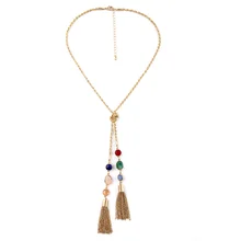 Newest Style Tassel Necklace For Women Pendants Elegant Marquise Gold Color Long Necklaces Sweater Chain Decorative