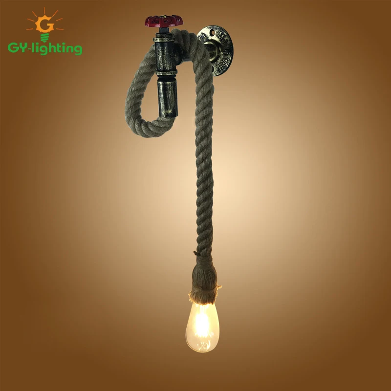 

Retro wall lamp Loft Industrial Hemp rope wandlamp for home Bar Creative applique murale luminaire wall light industrial decor