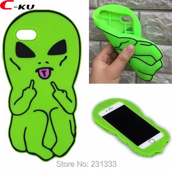 C-ku Alien 3D мультяшный мягкий чехол силикон гель для Iphone X 8 I8 7 PLUS I7 6 6S SE 5 5S милый