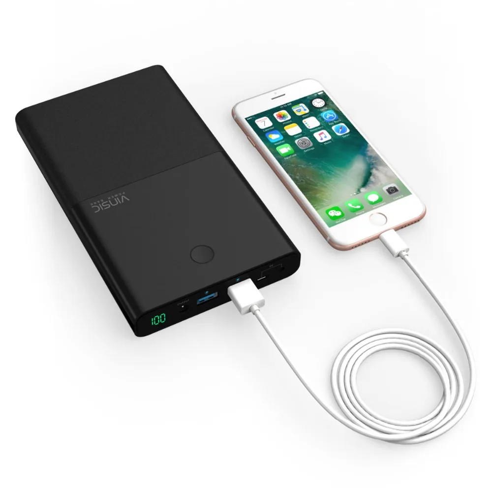 Vinsic 30000mAh Notebook Power Bank 4.5A 19V DC 2 USB External Battery Charger for Laptops Notebooks Tablets iPhone X 8 8 Plus