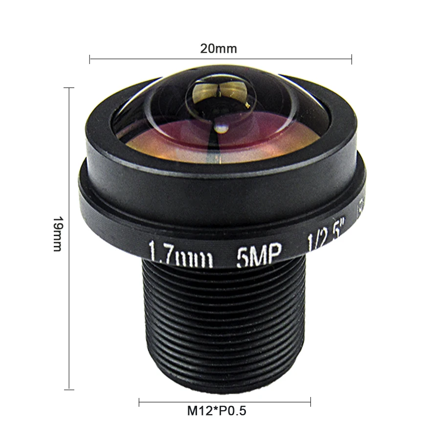 Objectif Fisheye HD 5MP M12 1.7mm Grand Angle pour Caméra Surveillance