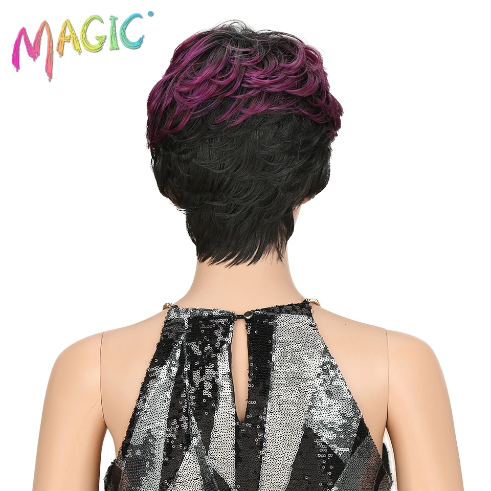 Магические 6 дюймов короткие коричневые светлые волнистые волосы парики для черных женщин американские африканские АФРО Синтетические парики 16 цветов термостойкие волосы