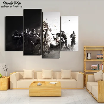 

Wall Poster And Prints 4 Pieces Game Picture Rainbow Six Siege Hanging Painting Artwork HD Prints Decor Kids Room Canvas Frames